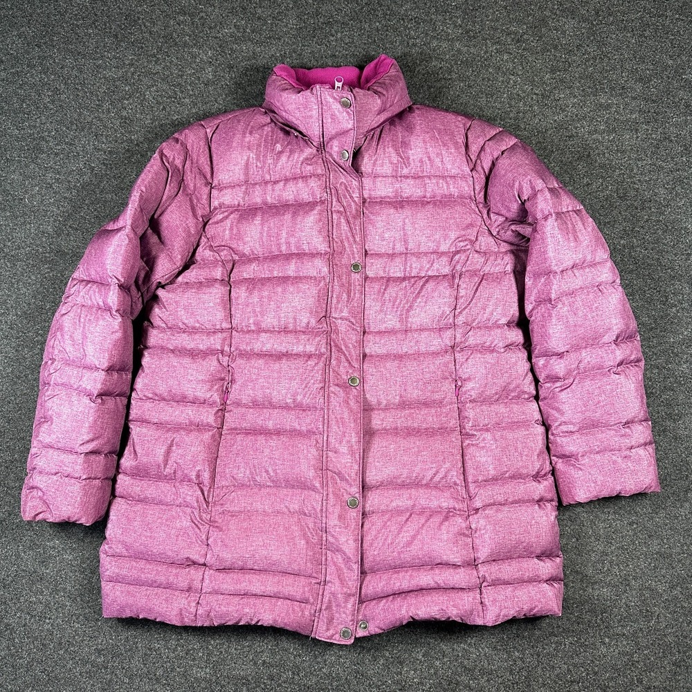 Lands End Down Puffer Coat Women XL‎ Petite Pink Lightweight **Missing Hood